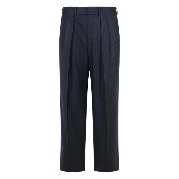 pinstripe-pleated trousers
