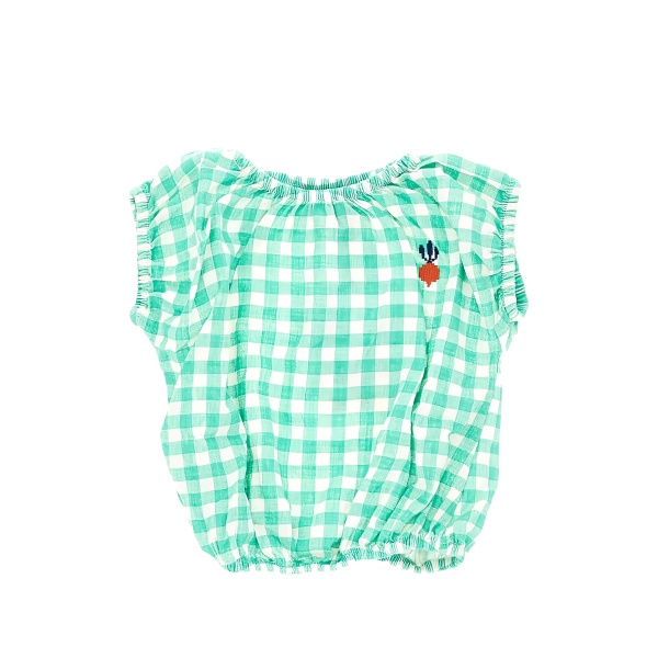 Pixel Sugar Beet check embroidered top