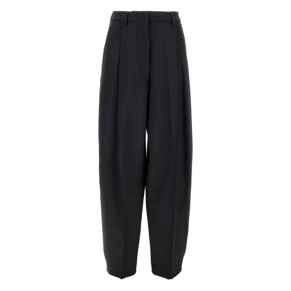 pleated front-zip trousers