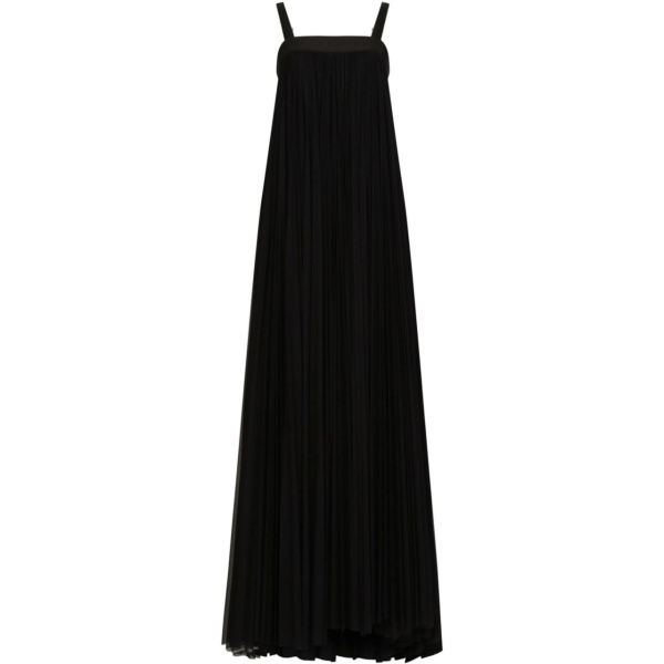 pleated tulle maxi dress
