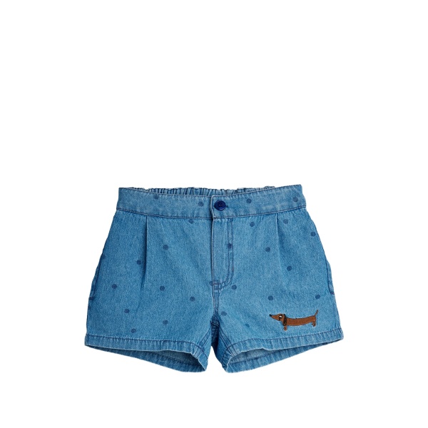 polka-dot dog-embroidered shorts