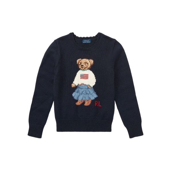 Polo Bear-intarsia cotton sweater