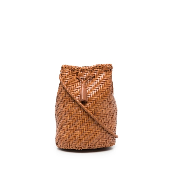 Pompom Double Jump woven bucket bag