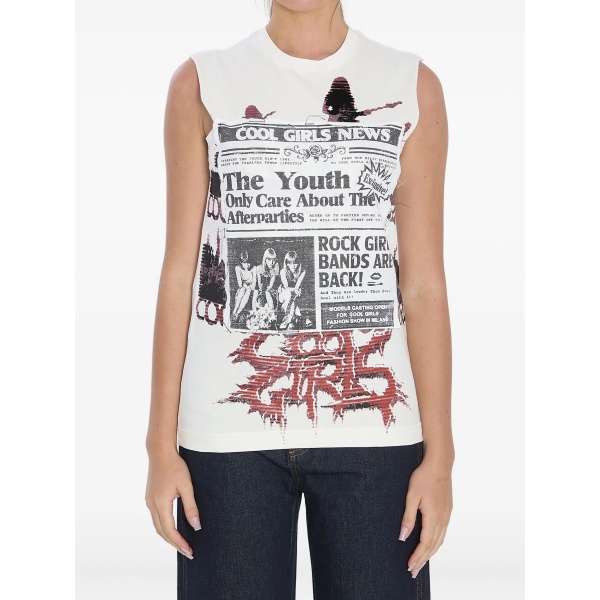 printed sleeveless top