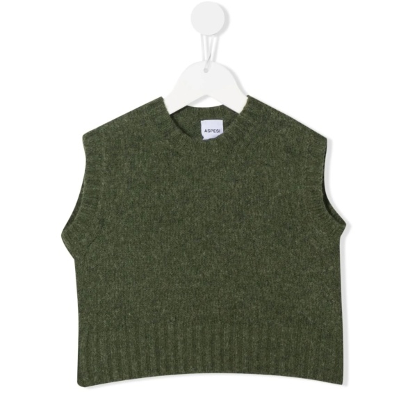 purl-knit ribbed knitted vest