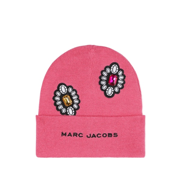 rhinestone-embellished knit beanie