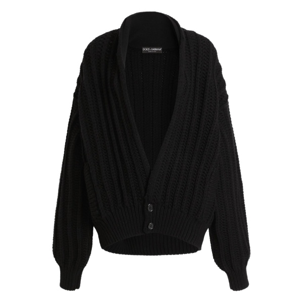 ribbed-knit long-sleeve cardigan