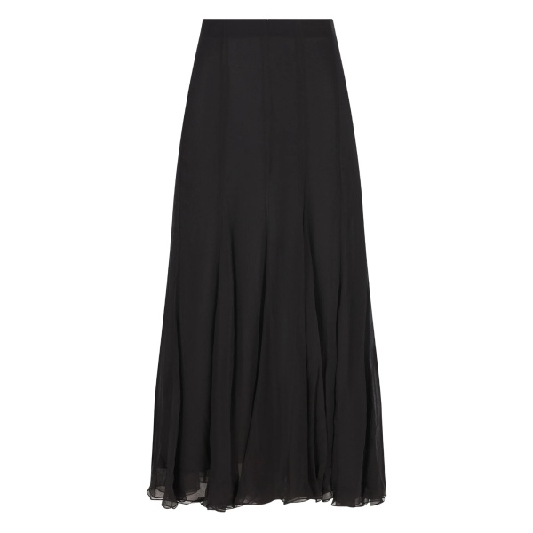 ruffled flared maxi skirt