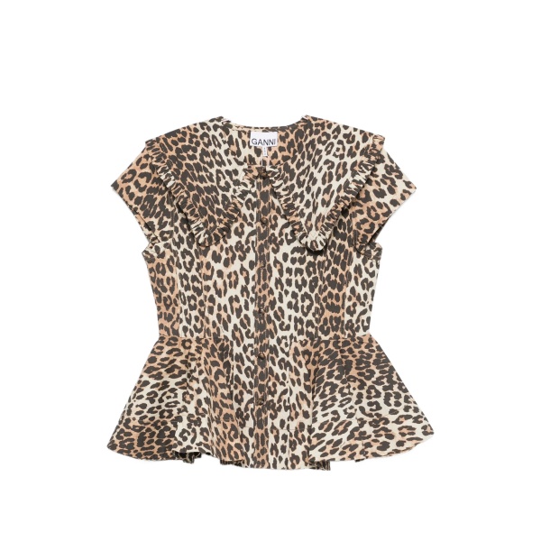 ruffled leopard-print top