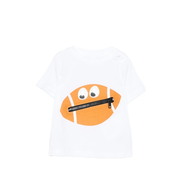 rugby-ball-motif zip-detail T-shirt