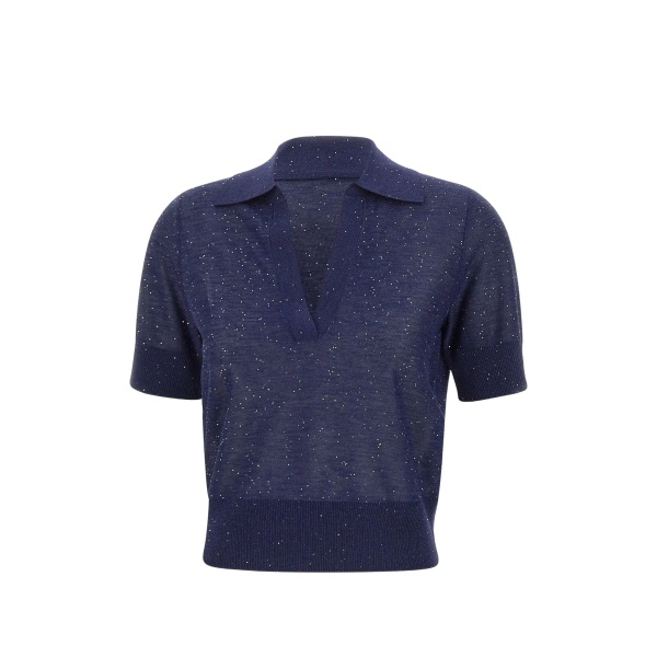 sequin V-neck T-shirt
