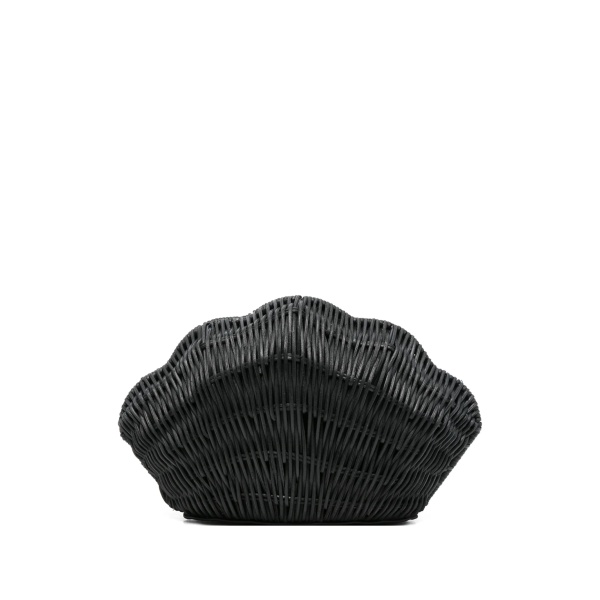 Shelly shell-shaped woven clutch bag