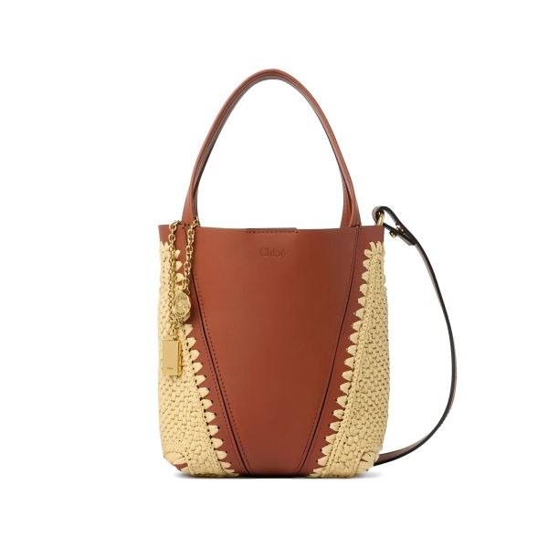 small Chloé Spin woven-pannels charm-detail bucket bag