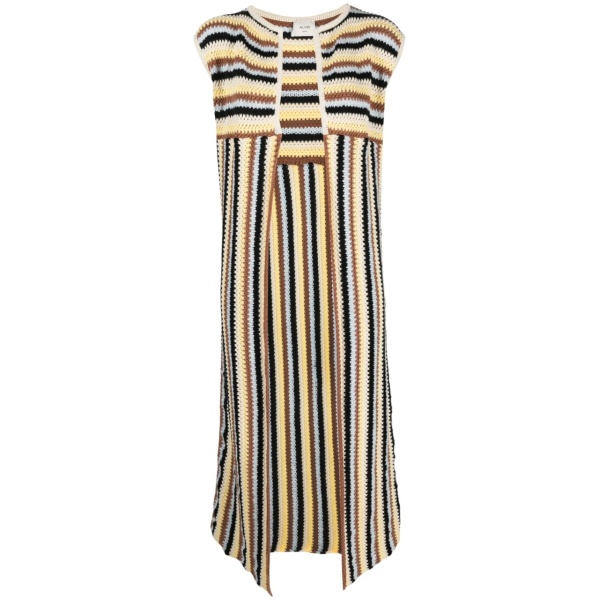 stripe-pattern knitted gilet