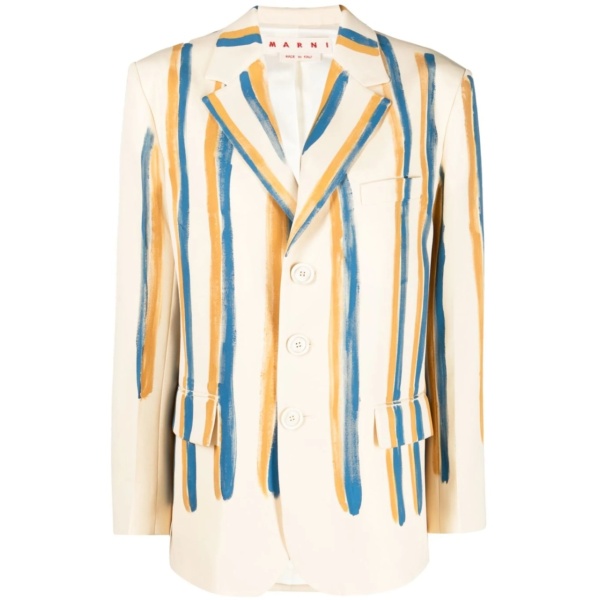 striped single-breasted blazer