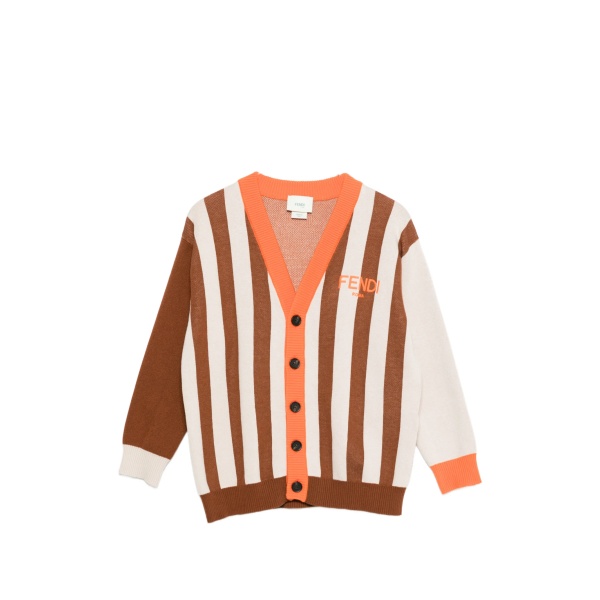 striped V-neck cardigan