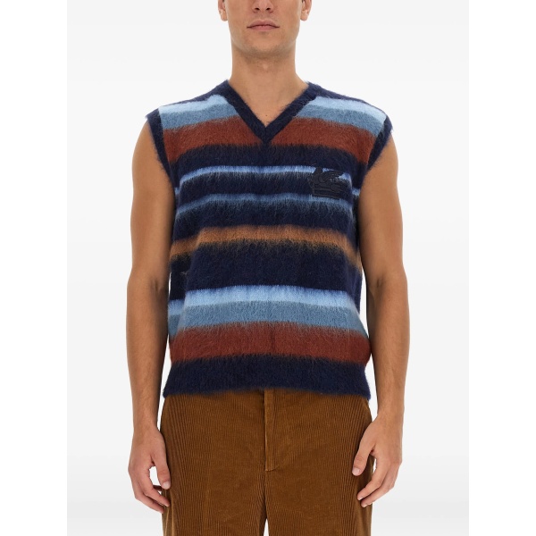striped V-neck vest