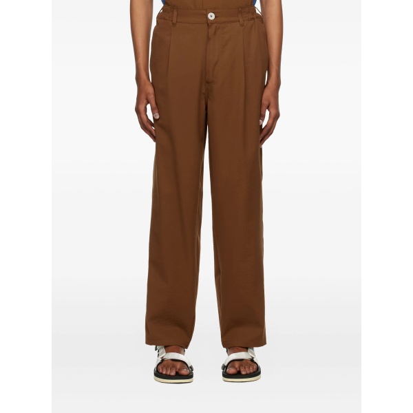 textured stretch-cotton trousers