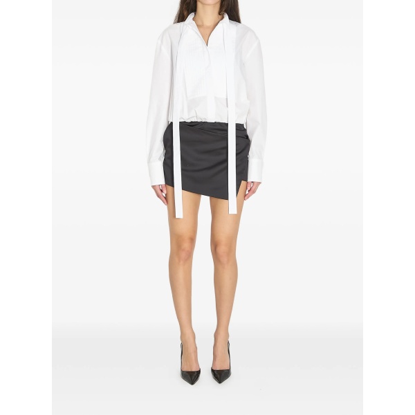 tieable-bow draping mini dress