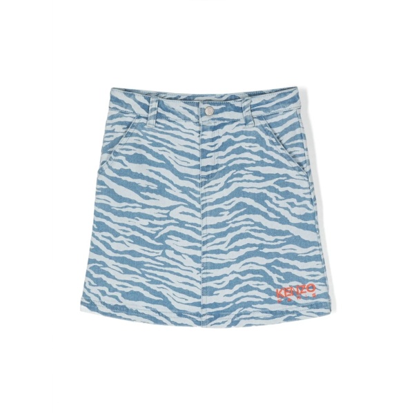 tiger-print denim skirt