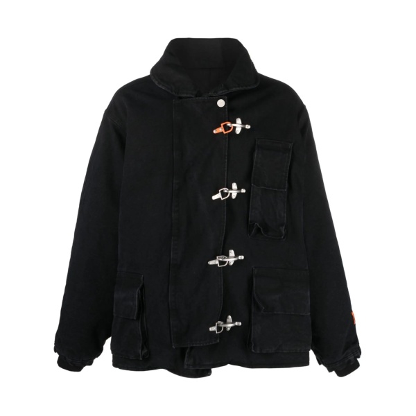 toggle-fastening canvas jacket