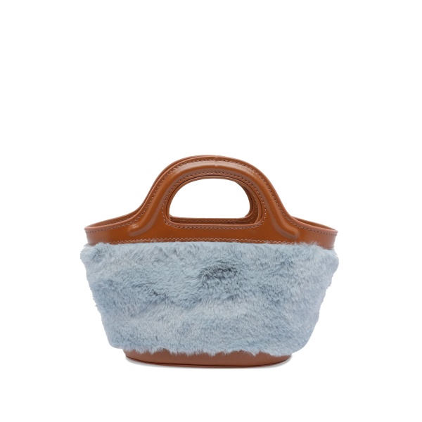 Tropicalia leather-trimmed fur clutch bag