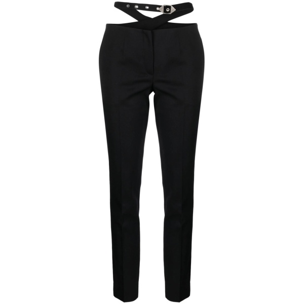 waist-strap wool trousers