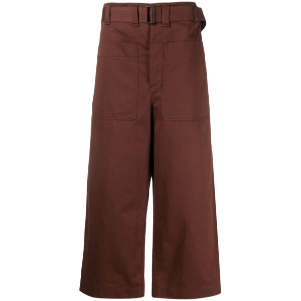 wide-leg cotton-linen trousers