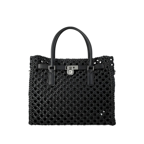 woven padlock tote bag