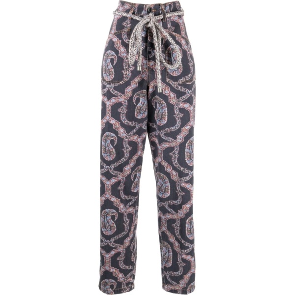 abstract-pattern tapered-leg trousers