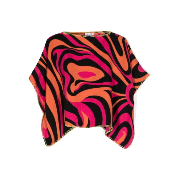 abstract-pattern virgin wool poncho