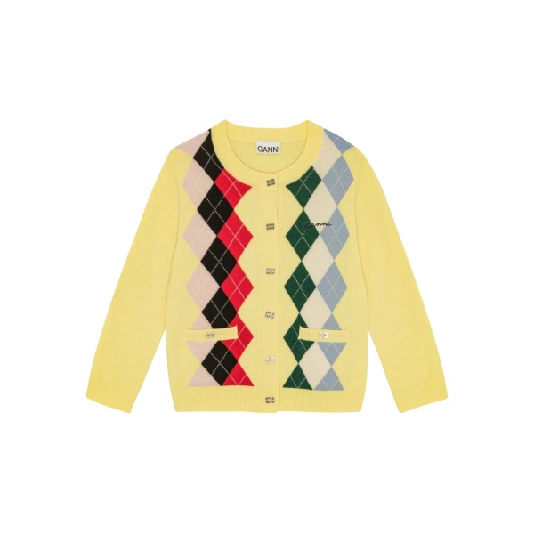 argyle-pattern cardigan