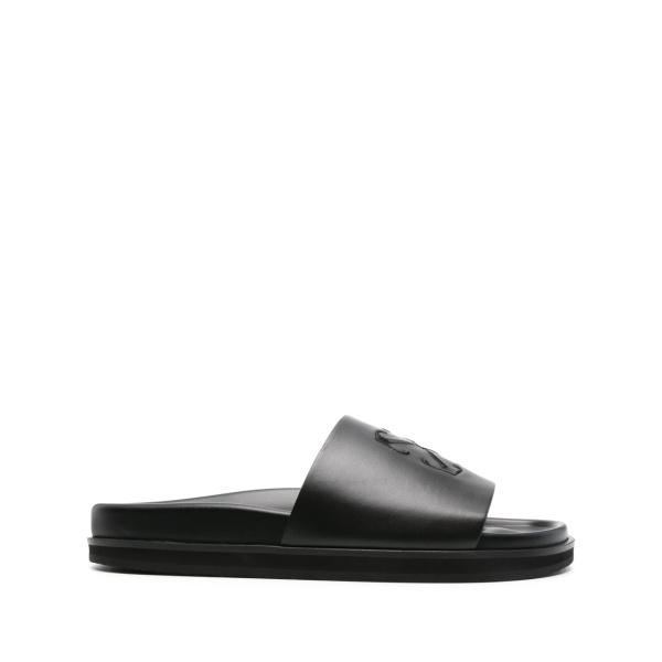 Arrows-embroidered leather slippers