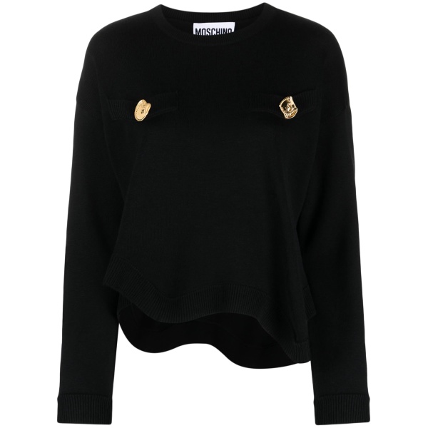 asymmetric-hem virgin wool jumper