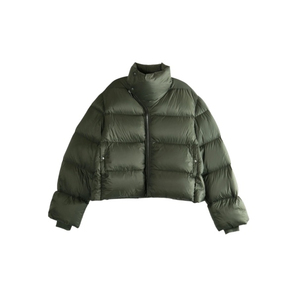 asymmetric zip puffer jacket