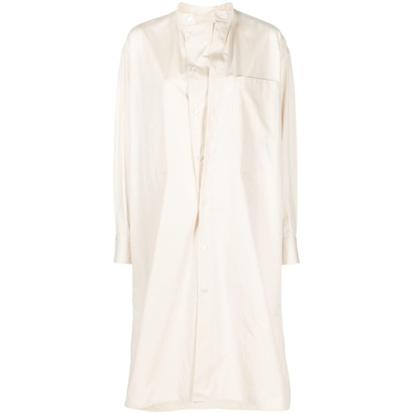 band-collar cotton shirtdress