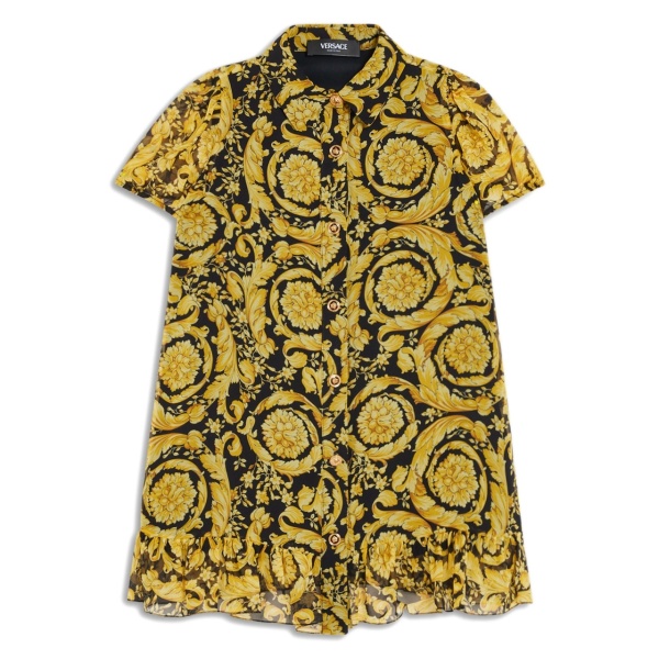 Barocco-print silk dress