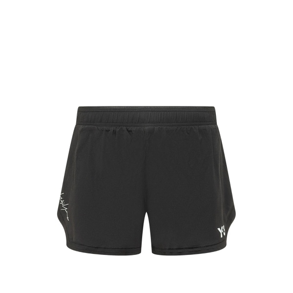 black logo shorts
