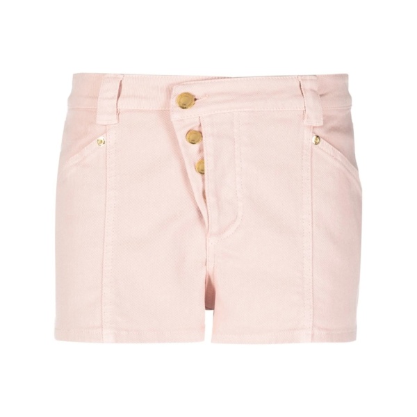 button-fastening denim shorts