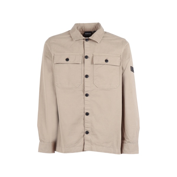 buttoned flap-pocket overshirt