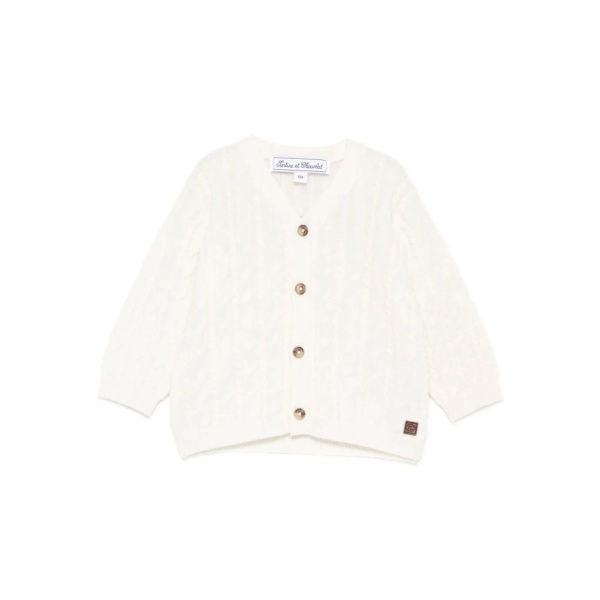 cable-knit buttoned cardigan