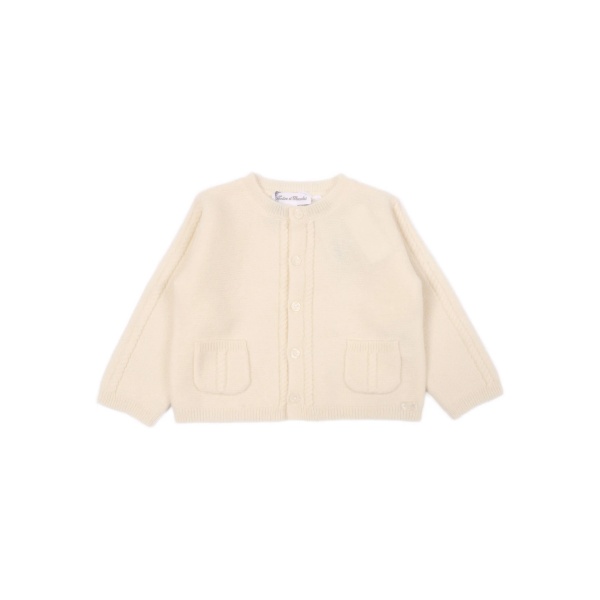 cable-knit pocket cardigan