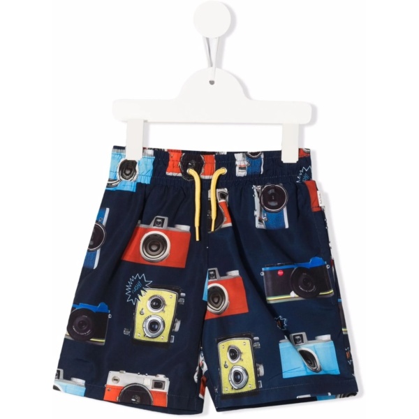 camera-print swim shorts
