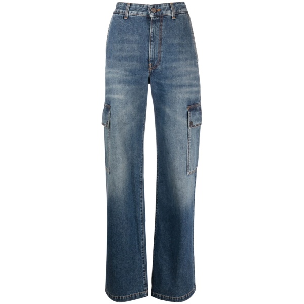cargo-pockets straight-leg jeans