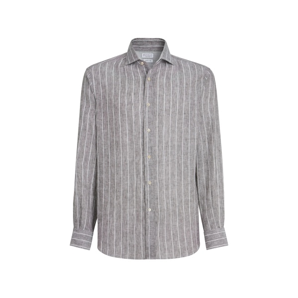 chalk stripe pointed-collar shirt