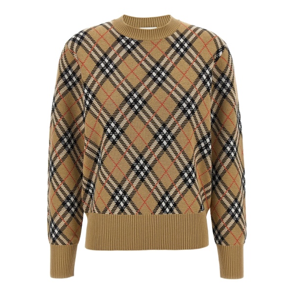 check-pattern wool sweater