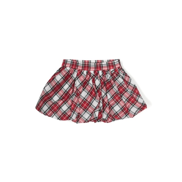 checked puffball skirt