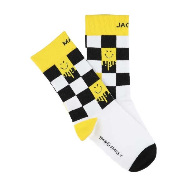 checkered smiley detail socks