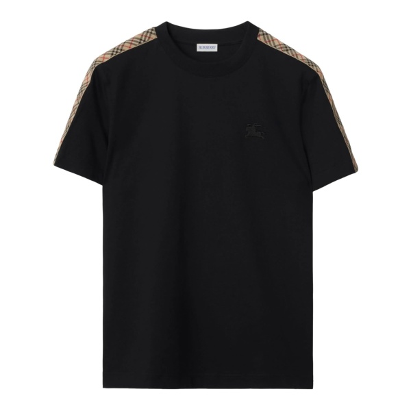 checkered-trim cotton T-shirt