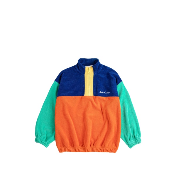 colour-block zip-up sweatshirt